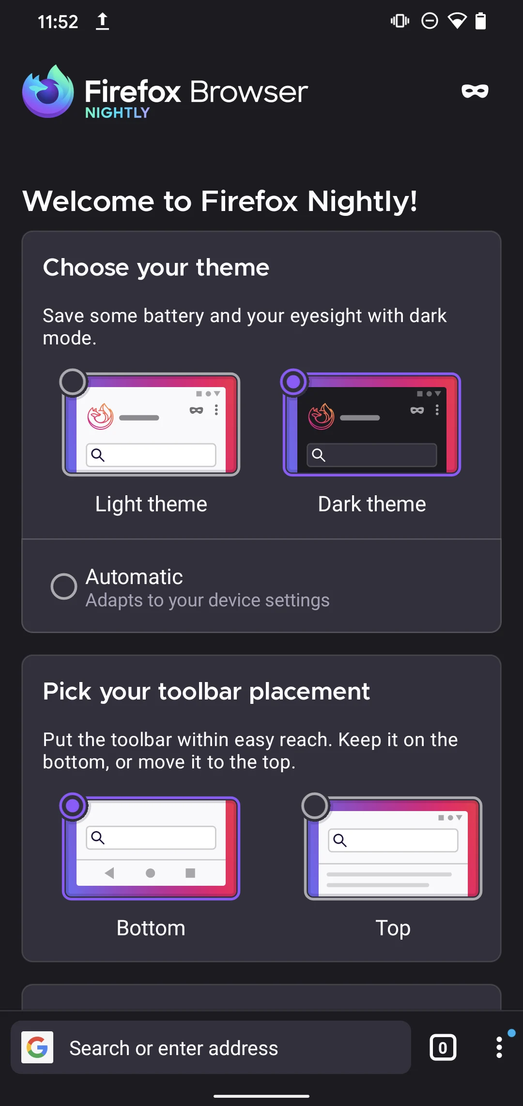 Firefox Nightly for Developers screenshot